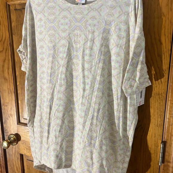 LuLaRoe Irma Tunic Top Shirt Fitted Sleeves High Low Loose Purple Gray Small NWT - Picture 7 of 10